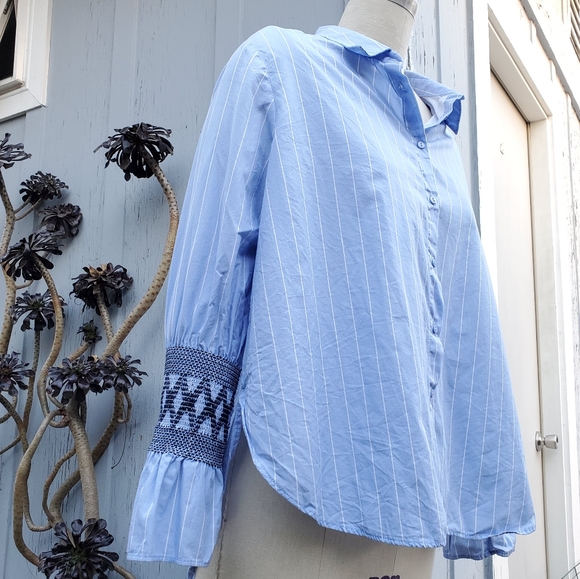 Zara Basic Collection stripe smocked shirt - Picture 4 of 13